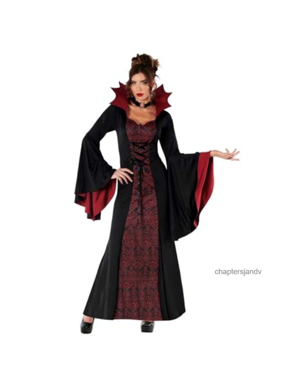 Womens Vampire Costume Dress with Choker Halloween Gothic Cosplay